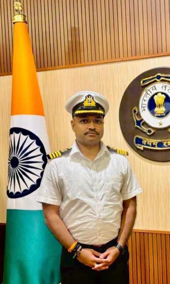 Portrait of the marine navigation course instructor, Captain Akbar, in uniform